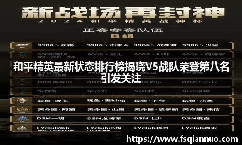 和平精英最新状态排行榜揭晓V5战队荣登第八名引发关注