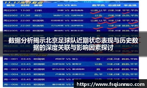 数据分析揭示北京足球队近期状态表现与历史数据的深度关联与影响因素探讨